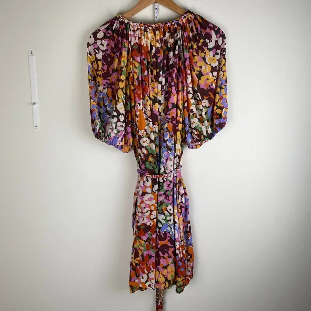 Velvet Gracie Mini Dress Pink Multi Tie Waist Boho Dress Large - Picture 11 of 16